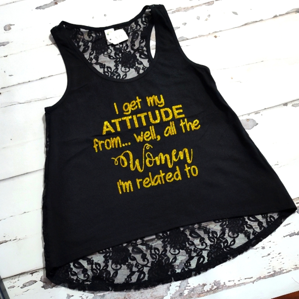 Girls Tank Top Fun Quote Attitude Size 10/12